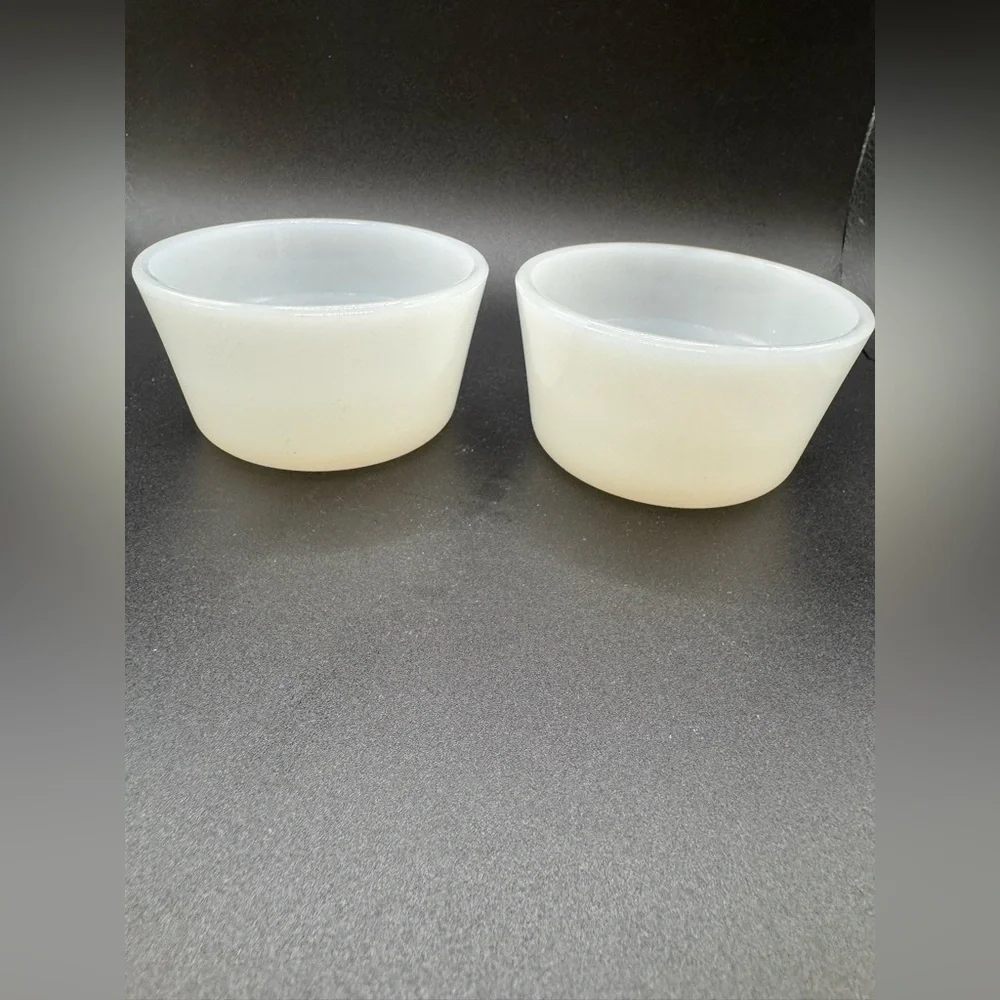 Set of 2 Vintage Glasbake White Milk Glass Custard Dishes #73